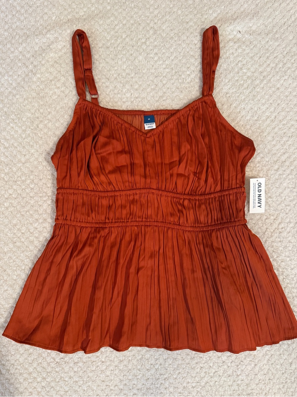 Old Navy | “Waist Defined Satin Top” | Burnt Orange | Sleeveless